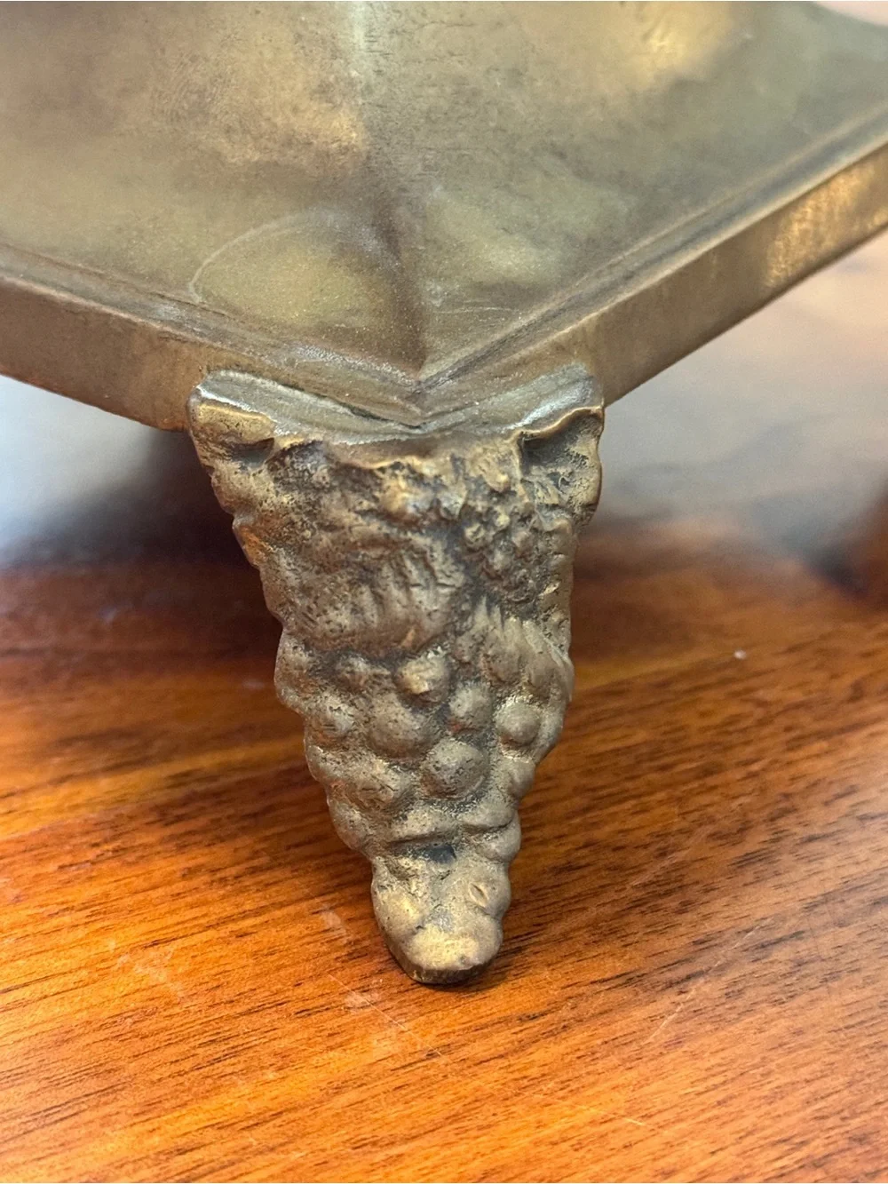 Andrea By Sadek Brass Compote Planter Pedestal Grapevine Detail 9.5